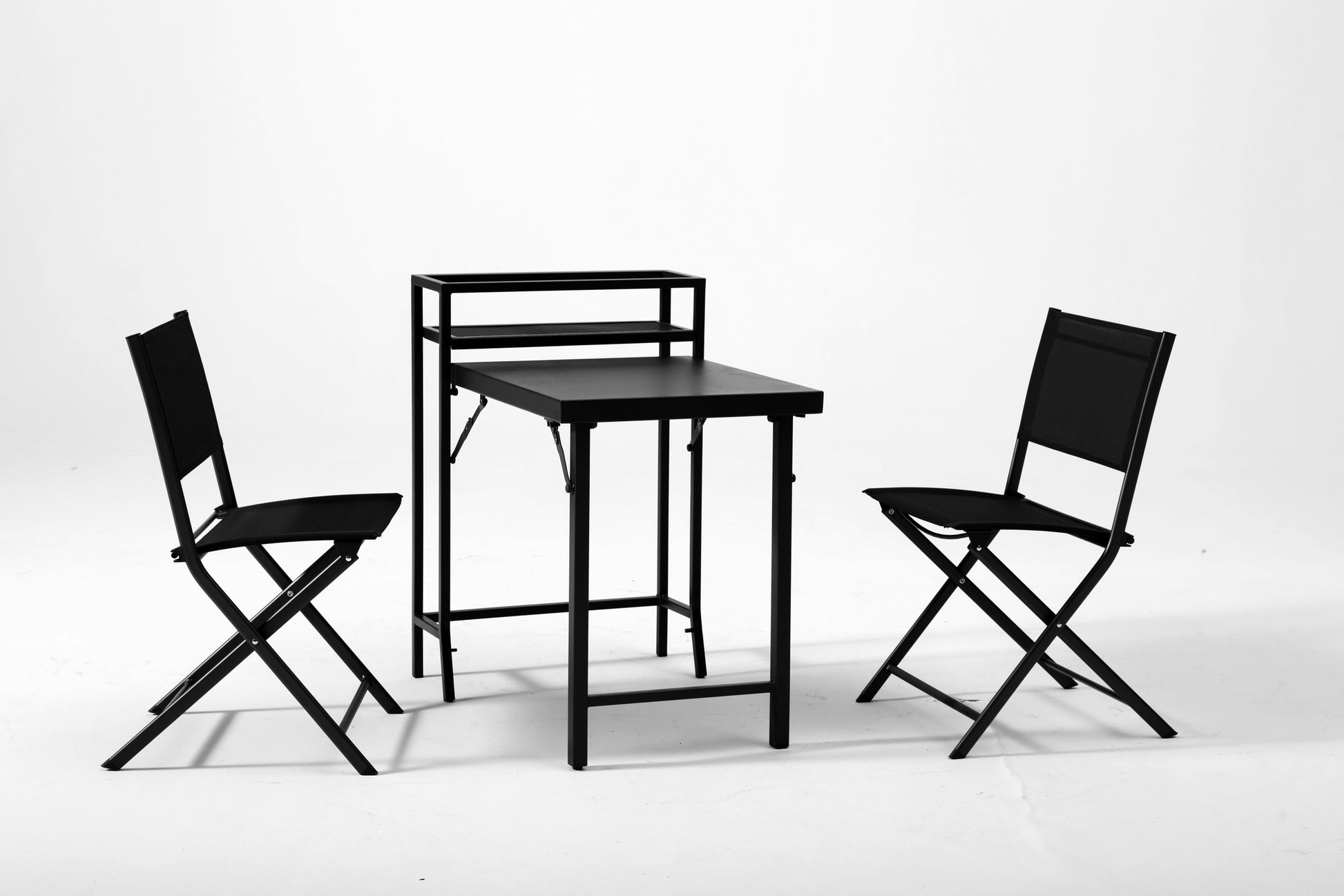 3Pcs Patio Bistro Set, Patio Set Of Foldable Patio Table And Chairs,Outdoor Patio Furniture Sets,Black No Complete Patio Set Black Rust Resistant Frame Garden & Outdoor 2 Person Seating Group Steel Steel