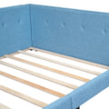 Upholstered Full Size Platform Bed With Usb Ports, Blue Blue Linen