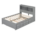 Full Size Platform Bed With Trundle, Drawers And Usb Plugs, Gray Full Gray Pine