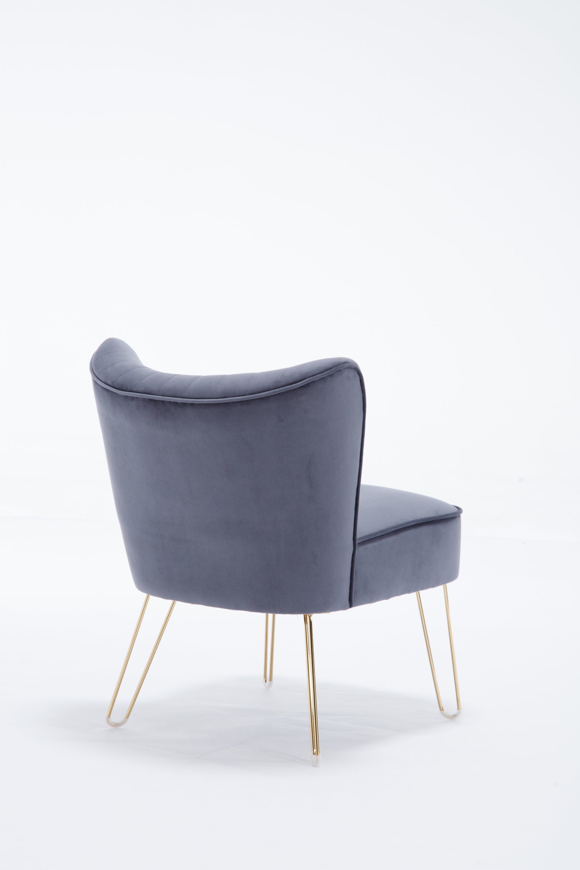 Hengming Modern Velvet Chair, Armless Side Chair, Metal Leg Chair, Suitable For Living Room And Bedroom Set Of 2 Dark Gray Velvet