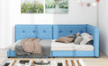 Upholstered Queen Size Platform Bed With Usb Ports, Blue Box Spring Not Required Blue Linen