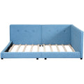 Upholstered Queen Size Platform Bed With Usb Ports, Blue Box Spring Not Required Blue Linen