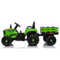 Ride On Tractor With Trailer,12V Battery Powered Electric Tractor Toy W Remote Control,Electric Car For Kids,Three Speed Adjustable,Power Display, Usb,Mp3 ,Bluetooth,Led Light,Two Point Safety Belt Green Polypropylene