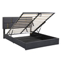 2 Pieces Bedroom Sets,Queen Size Upholstered Platform Bed With Hydraulic Storage System,Storage Ottoman With Metal Legs,Black Black Pu
