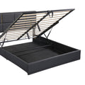 2 Pieces Bedroom Sets,Queen Size Upholstered Platform Bed With Hydraulic Storage System,Storage Ottoman With Metal Legs,Black Black Pu