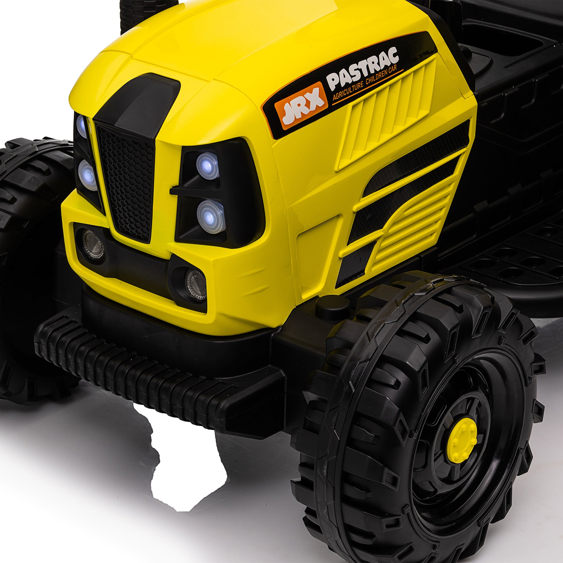 Ride On Tractor With Trailer,12V Battery Powered Electric Tractor Toy W Remote Control,Electric Car For Kids,Three Speed Adjustable,Power Display, Usb,Mp3 ,Bluetooth,Led Light,Two Point Safety Belt Yellow Polypropylene