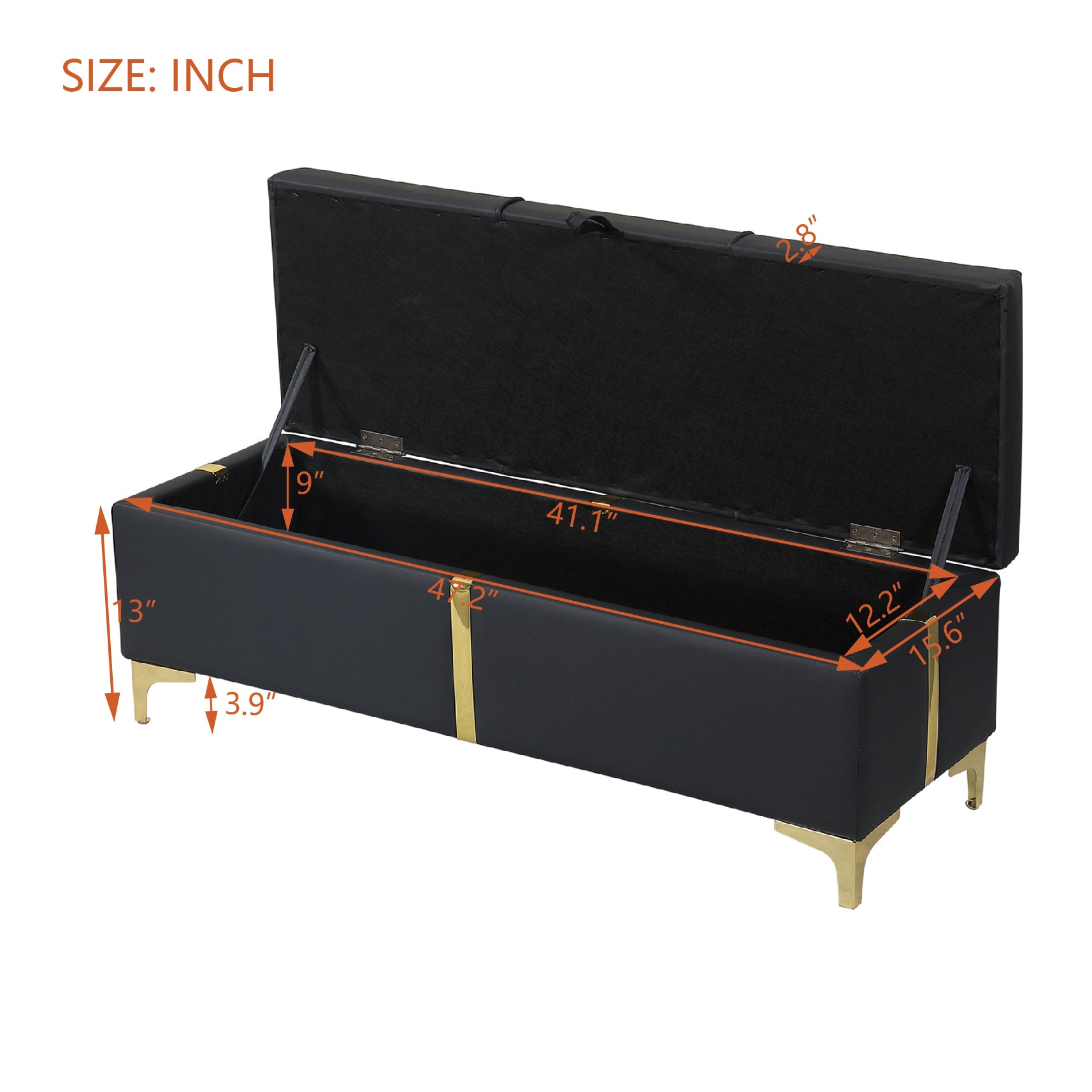 2 Pieces Bedroom Sets,Queen Size Upholstered Platform Bed With Hydraulic Storage System,Storage Ottoman With Metal Legs,Black Black Pu