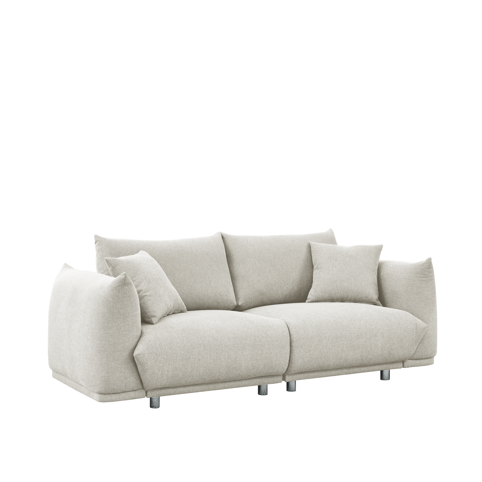 78.8'' Modern Couch For Living Room Sofa,Solid Wood Frame And Stable Metal Legs, 2 Pillows, Sofa Furniture For Apartment Beige Polyester Wood Foam Fabric 2 Seat