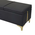 Elegant Upholstered Storage Ottoman,Storage Bench With Metal Legs For Bedroom,Living Room,Fully Assembled Except Legs,Black Black Pu