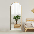 Gold 63X20 Inch Metal Arch Stand Full Length Mirror Gold Classic Mdf Glass Aluminium Alloy