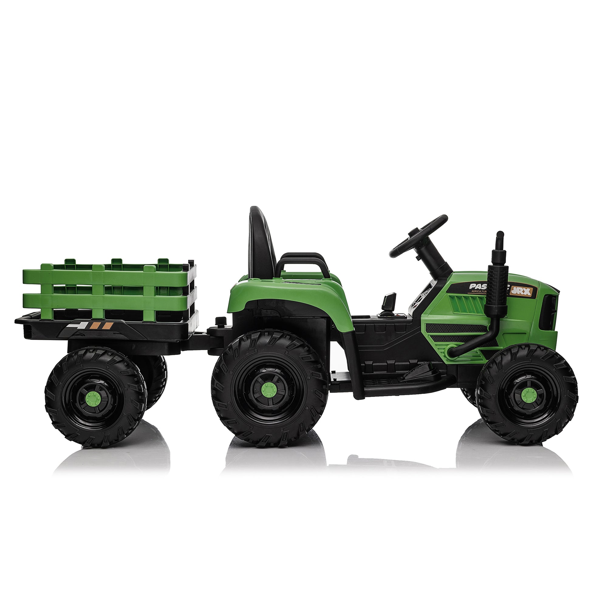 Ride On Tractor With Trailer,12V Battery Powered Electric Tractor Toy W Remote Control,Electric Car For Kids,Three Speed Adjustable,Power Display, Usb,Mp3 ,Bluetooth,Led Light,Two Point Safety Belt Emerald Polypropylene