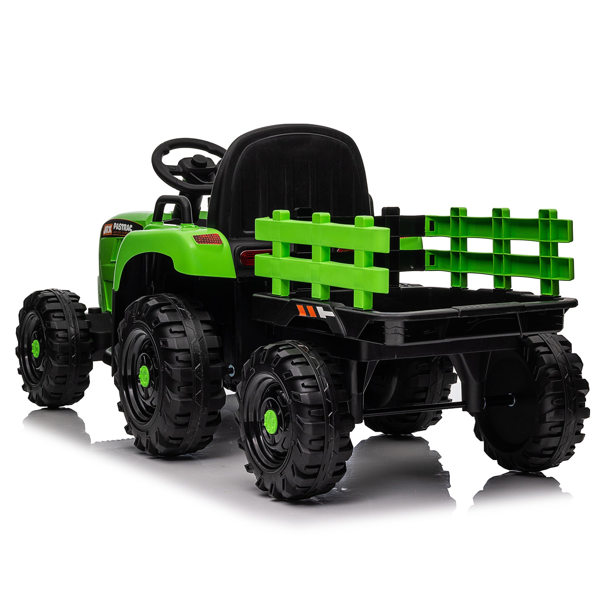 Ride On Tractor With Trailer,12V Battery Powered Electric Tractor Toy W Remote Control,Electric Car For Kids,Three Speed Adjustable,Power Display, Usb,Mp3 ,Bluetooth,Led Light,Two Point Safety Belt Green Polypropylene