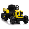 Ride On Tractor With Trailer,12V Battery Powered Electric Tractor Toy W Remote Control,Electric Car For Kids,Three Speed Adjustable,Power Display, Usb,Mp3 ,Bluetooth,Led Light,Two Point Safety Belt Yellow Polypropylene