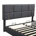 2 Pieces Bedroom Sets,Queen Size Upholstered Platform Bed With Hydraulic Storage System,Storage Ottoman With Metal Legs,Black Black Pu