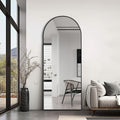 Black 65X22 Inch Metal Arch Stand Full Length Mirror Black Classic Mdf Glass Aluminium Alloy