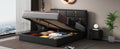 Queen Size Upholstered Platform Bed With Hydraulic Storage System,No Box Spring Needed,Black Black Pu