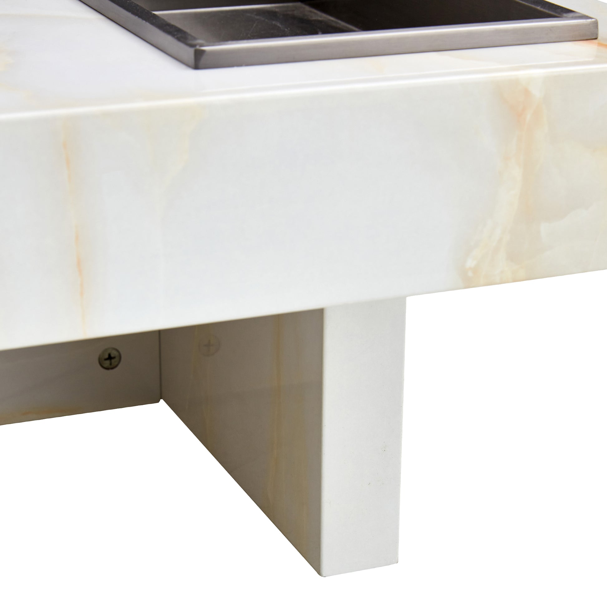 A Modern And Practical Coffee Table With Imitation Marble Patterns, Made Of Mdf Material. The Fusion Of Elegance And Natural Fashion 31.4"* 31.4"* 12 " White Mdf