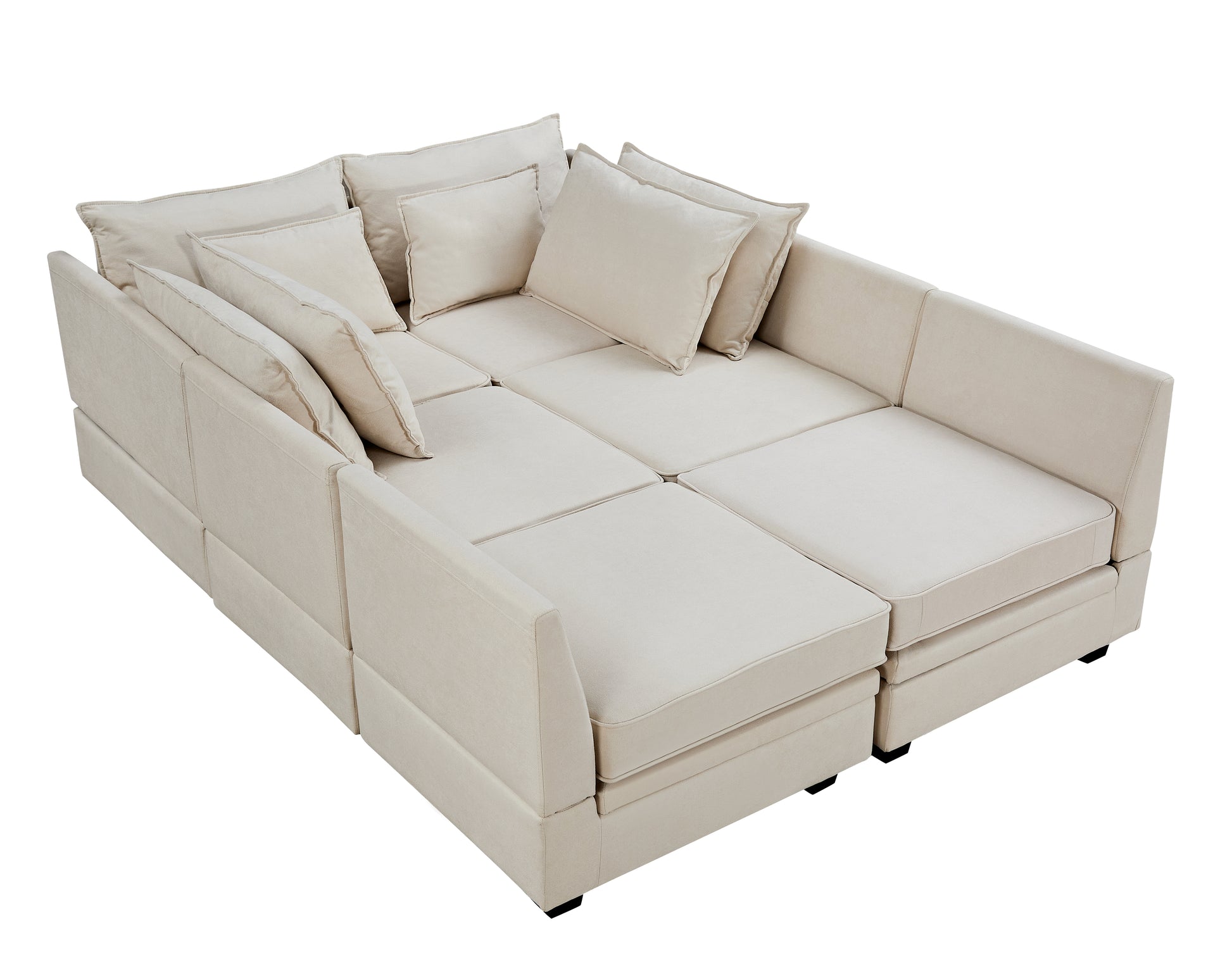 Modern Large U Shape Modular Sectional Sofa, Convertible Sofa Bed With Reversible Chaise For Living Room, Storage Seat Beige Linen