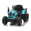 Ride On Tractor With Trailer,12V Battery Powered Electric Tractor Toy W Remote Control,Electric Car For Kids,Three Speed Adjustable,Power Display, Usb,Mp3 ,Bluetooth,Led Light,Two Point Safety Belt Blue Polypropylene