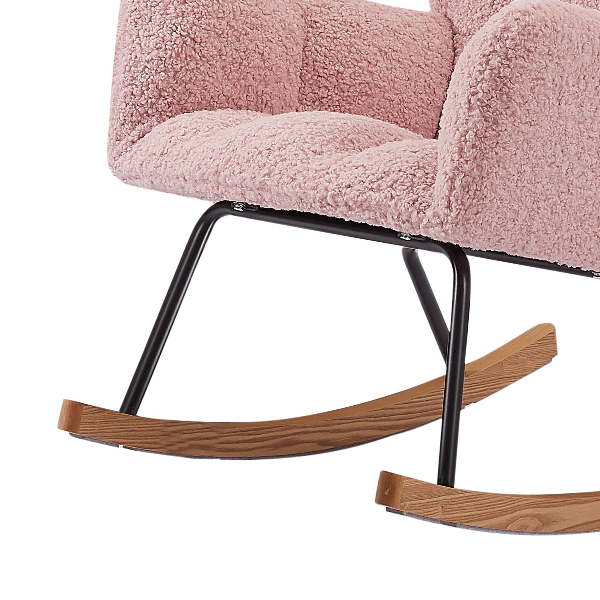 Rocking Chair, Leisure Sofa Glider Chair, Comfy Upholstered Lounge Chair With High Backrest, For Nursing Baby, Reading, Napping Pink Pink Foam Boucle