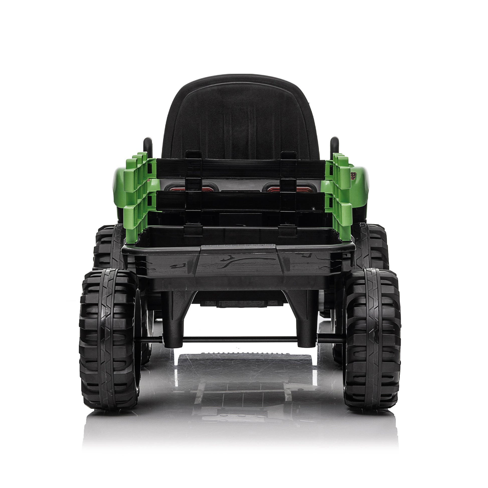 Ride On Tractor With Trailer,12V Battery Powered Electric Tractor Toy W Remote Control,Electric Car For Kids,Three Speed Adjustable,Power Display, Usb,Mp3 ,Bluetooth,Led Light,Two Point Safety Belt Emerald Polypropylene