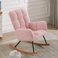 Rocking Chair, Leisure Sofa Glider Chair, Comfy Upholstered Lounge Chair With High Backrest, For Nursing Baby, Reading, Napping Pink Pink Foam Boucle