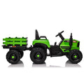 Ride On Tractor With Trailer,12V Battery Powered Electric Tractor Toy W Remote Control,Electric Car For Kids,Three Speed Adjustable,Power Display, Usb,Mp3 ,Bluetooth,Led Light,Two Point Safety Belt Green Polypropylene