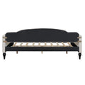 Full Size Upholstered Tufted Daybed, Beige Box Spring Not Required Beige Wood Linen Upholstered