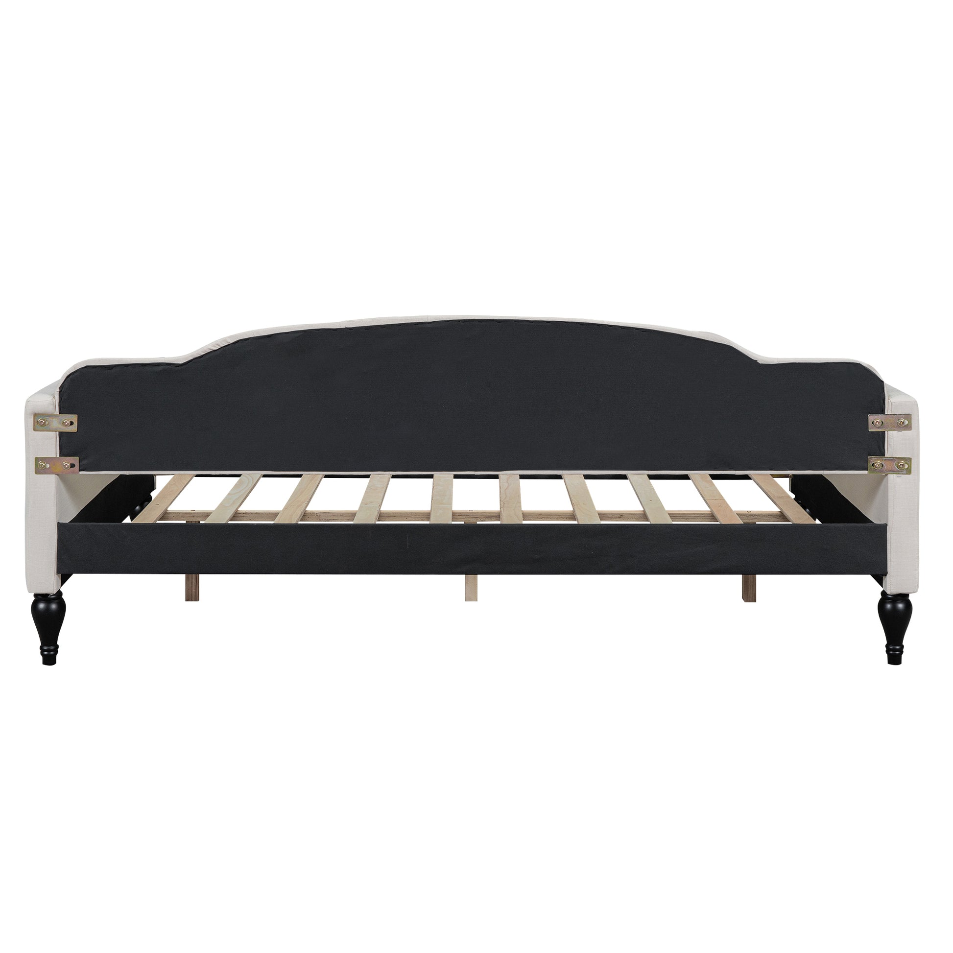 Full Size Upholstered Tufted Daybed, Beige Box Spring Not Required Beige Wood Linen Upholstered