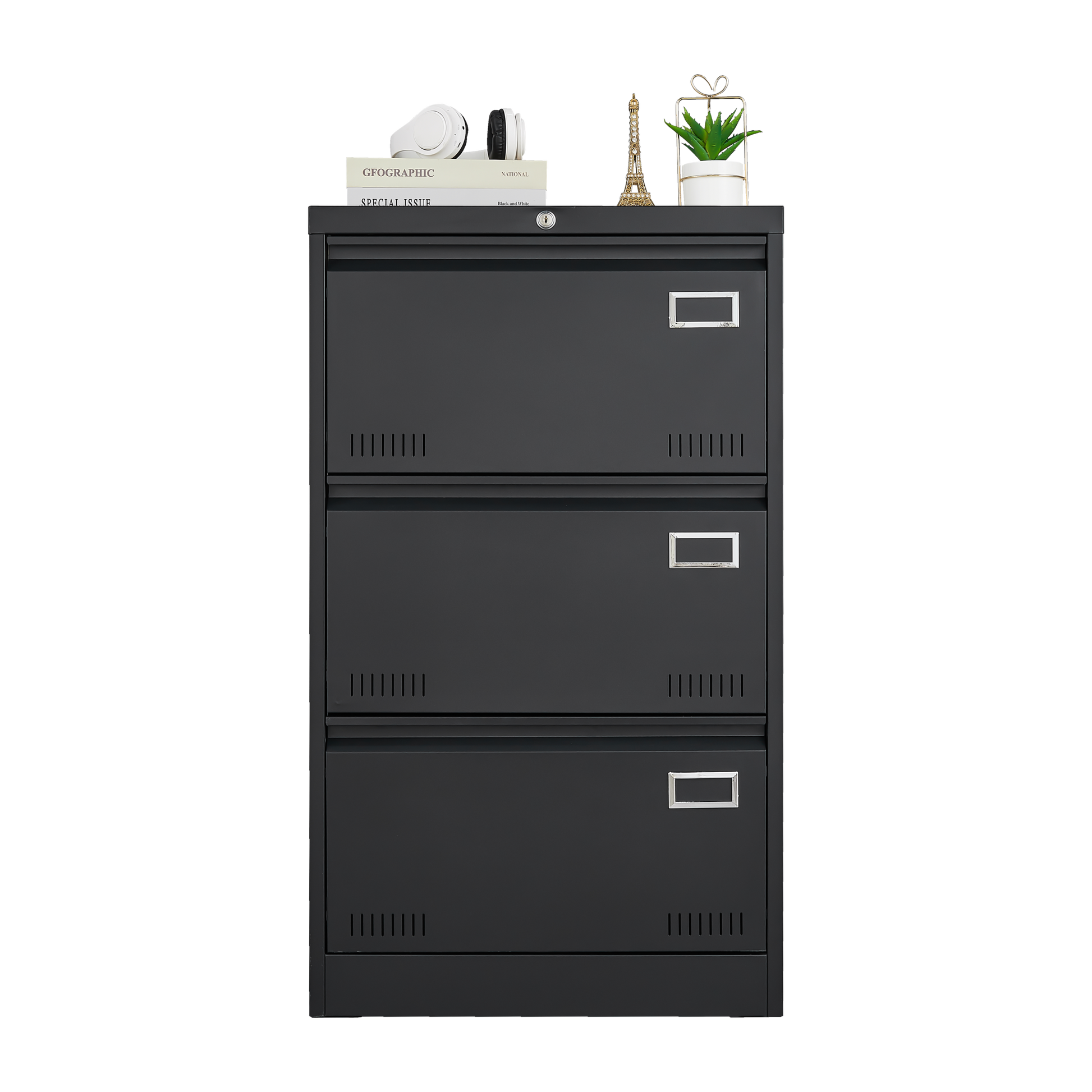 Filing Cabinet Lateral File Cabinet 3 Drawer, Blcak Locking Metal File Cabinets Three Drawer, Office Filing Cabinet With Lock Drawers For Home Office Legal Letter A4 F4 Filing Cabinets 3 4 Drawers Black Office Drawers Included Metal