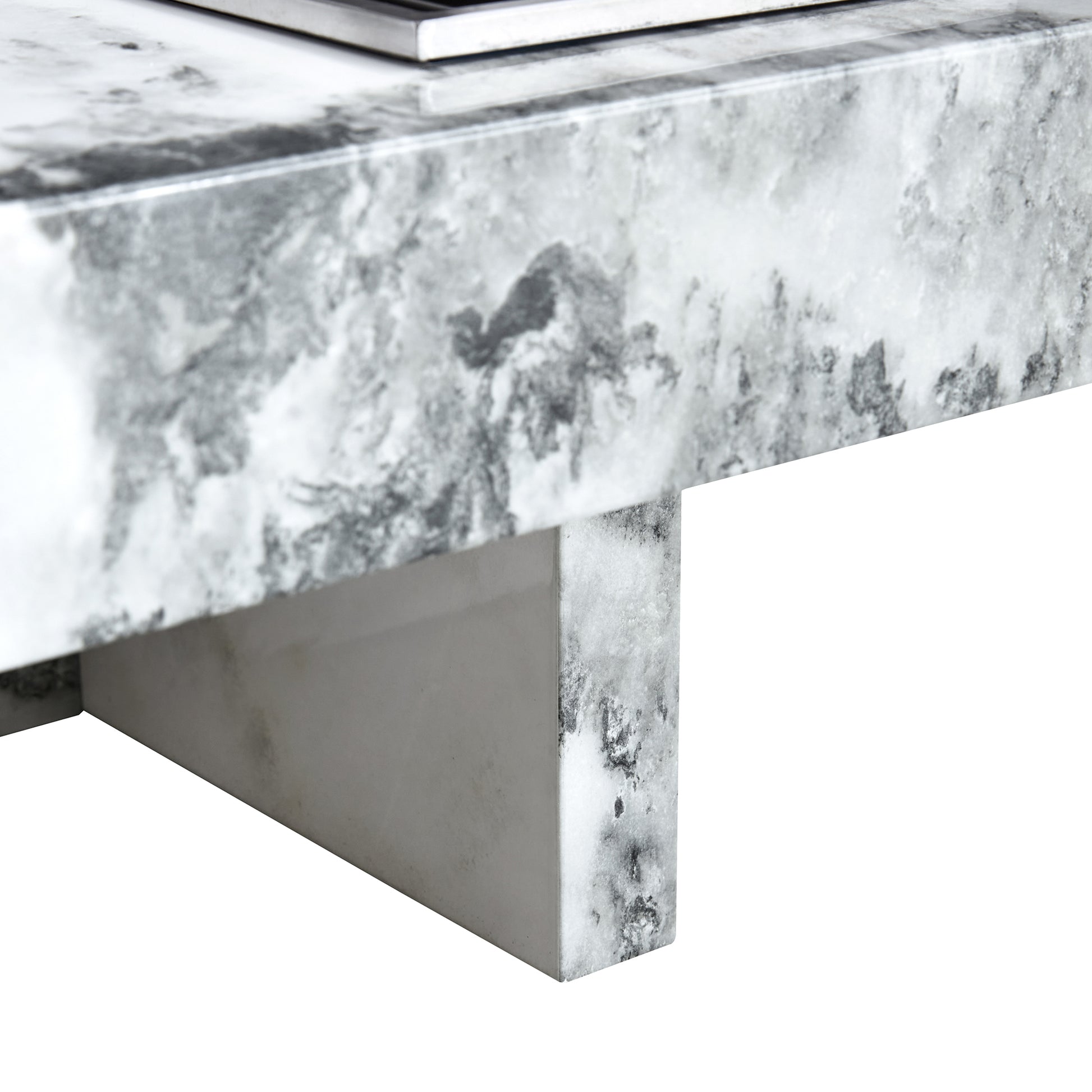 A Modern And Practical Coffee Table, Black And White In Imitation Marble Pattern, Made Of Mdf Material. The Fusion Of Elegance And Natural Fashion 31.4"* 31.4"* 12 " White Mdf