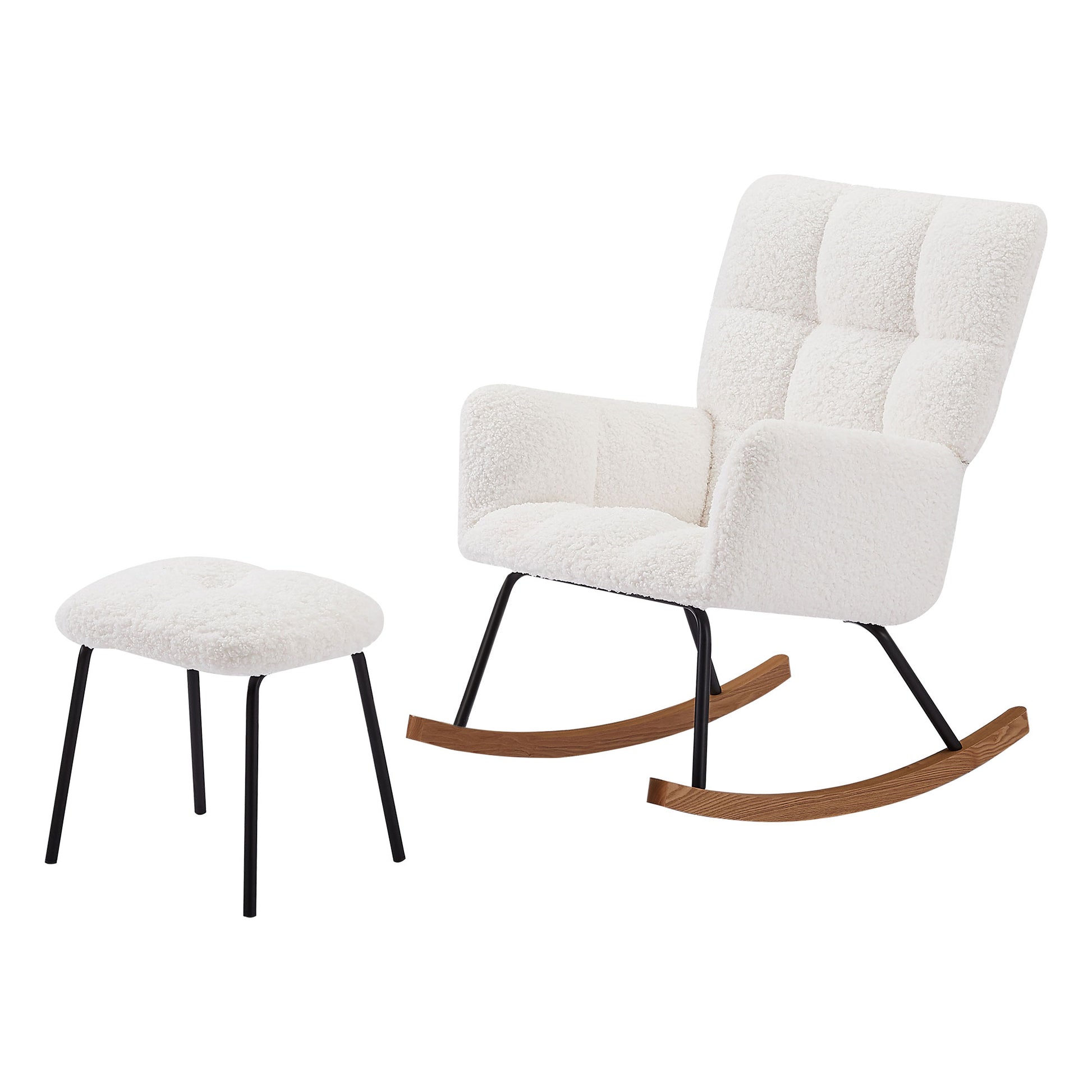 Nursery Rocking Chair Armchair For Mom And Baby Modern Glider Chair With Soft Seat And High Backrest For Nursery Living Room Bedroom Balcony Offices Offwhite Off White Foam Boucle