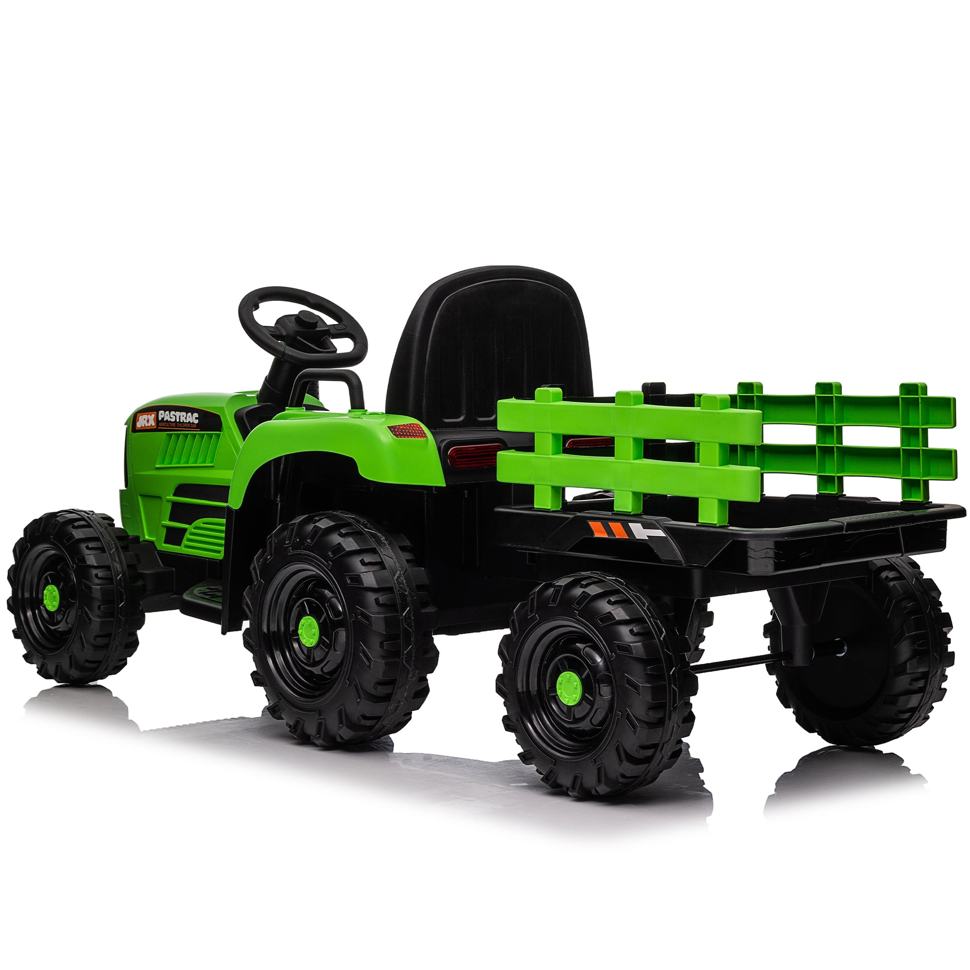 Ride On Tractor With Trailer,12V Battery Powered Electric Tractor Toy W Remote Control,Electric Car For Kids,Three Speed Adjustable,Power Display, Usb,Mp3 ,Bluetooth,Led Light,Two Point Safety Belt Green Polypropylene