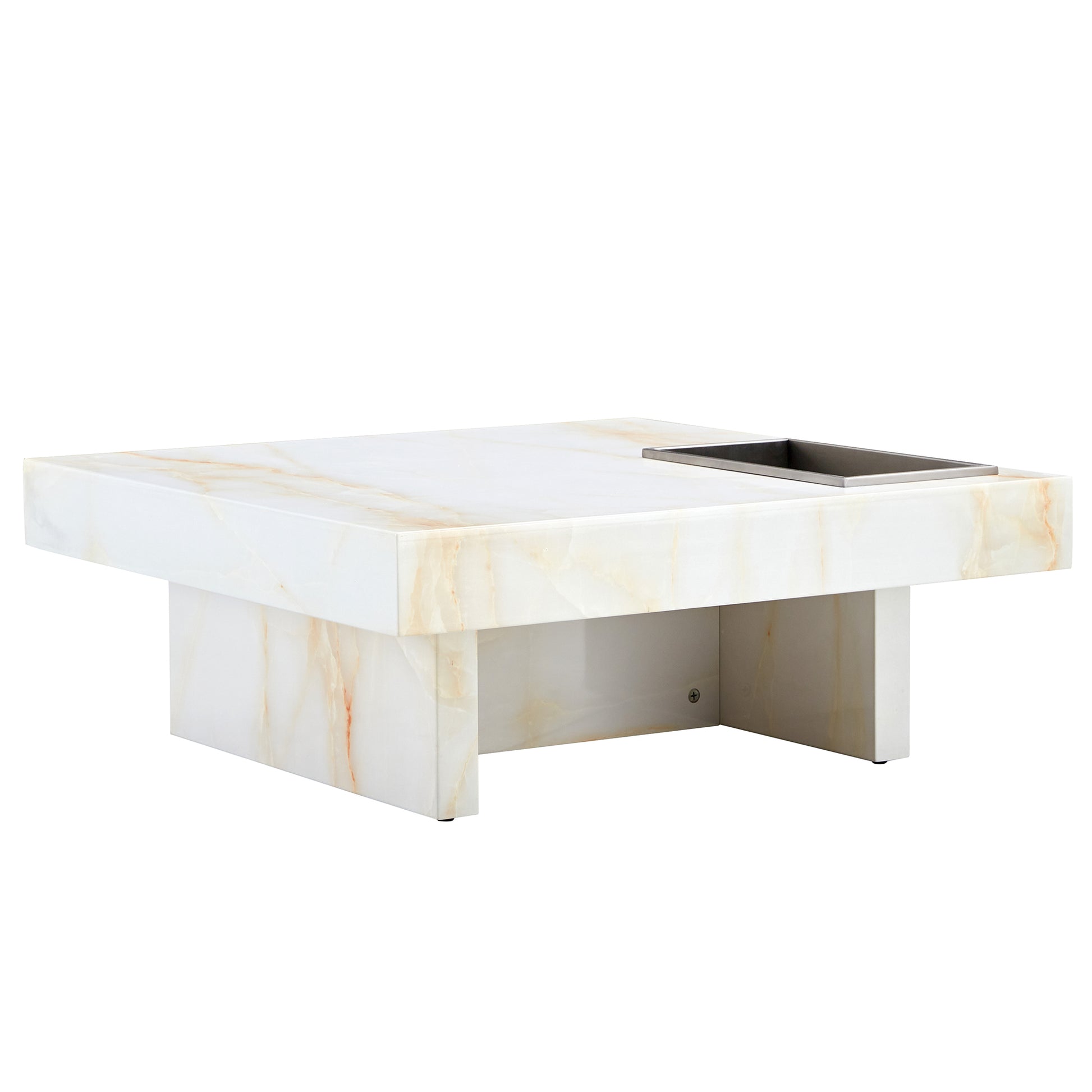 A Modern And Practical Coffee Table With Imitation Marble Patterns, Made Of Mdf Material. The Fusion Of Elegance And Natural Fashion 31.4"* 31.4"* 12 " White Mdf