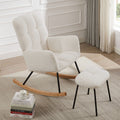 Lounge Recliner Chair Rocking Chair Armchair For Mom And Baby Modern Glider Chair With Soft Seat And High Backrest For Living Room Beige Foam Boucle