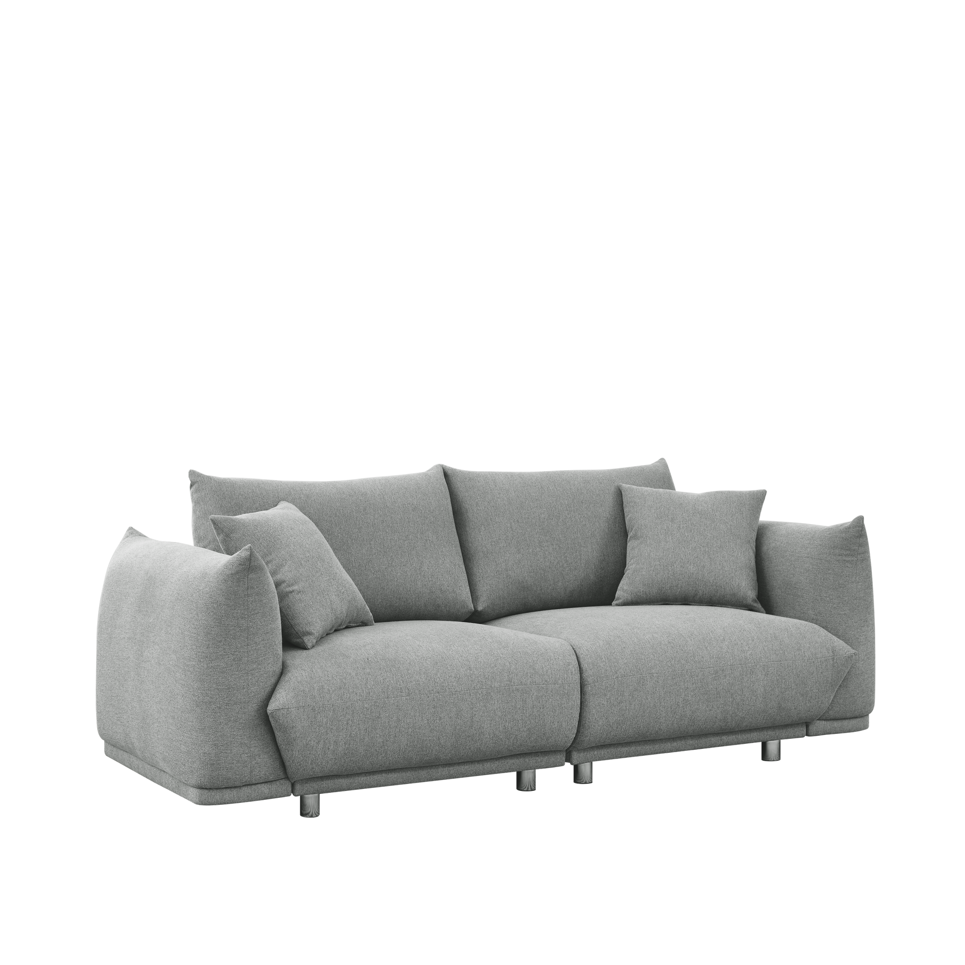 78.8'' Modern Couch For Living Room Sofa,Solid Wood Frame And Stable Metal Legs, 2 Pillows, Sofa Furniture For Apartment Grey Polyester Wood Primary Living Space Foam Fabric 2 Seat