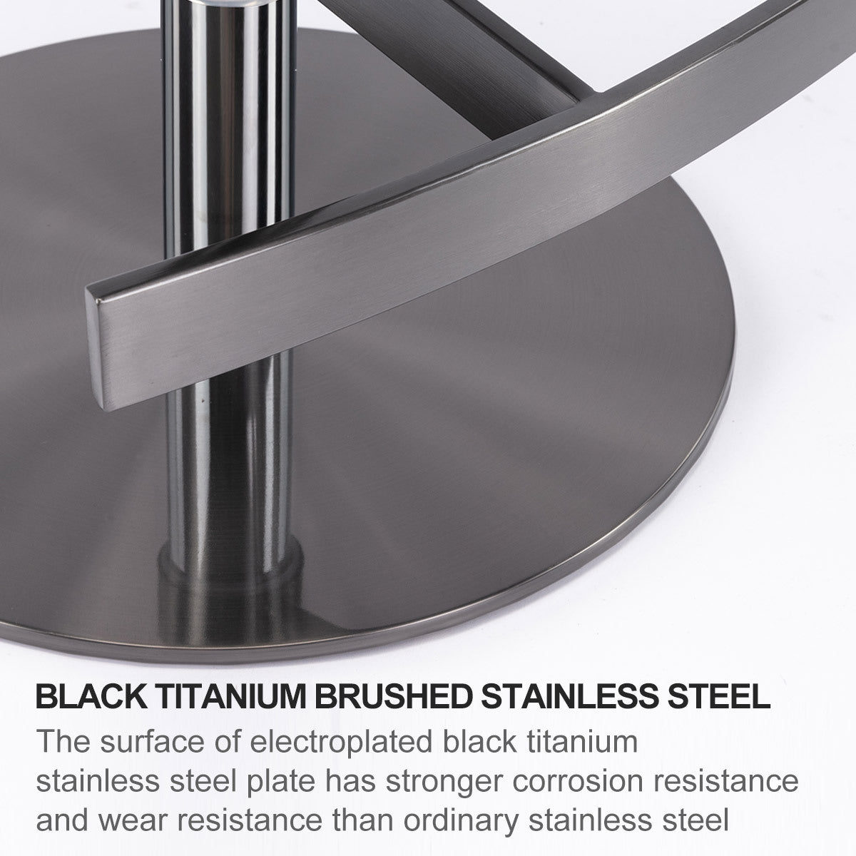 Black Titanium Stainless Steel Bar Stools Swivel Adjustable Height For Kitchen Counter And Dining Room Black 1Pc Black Pu Stainless Steel
