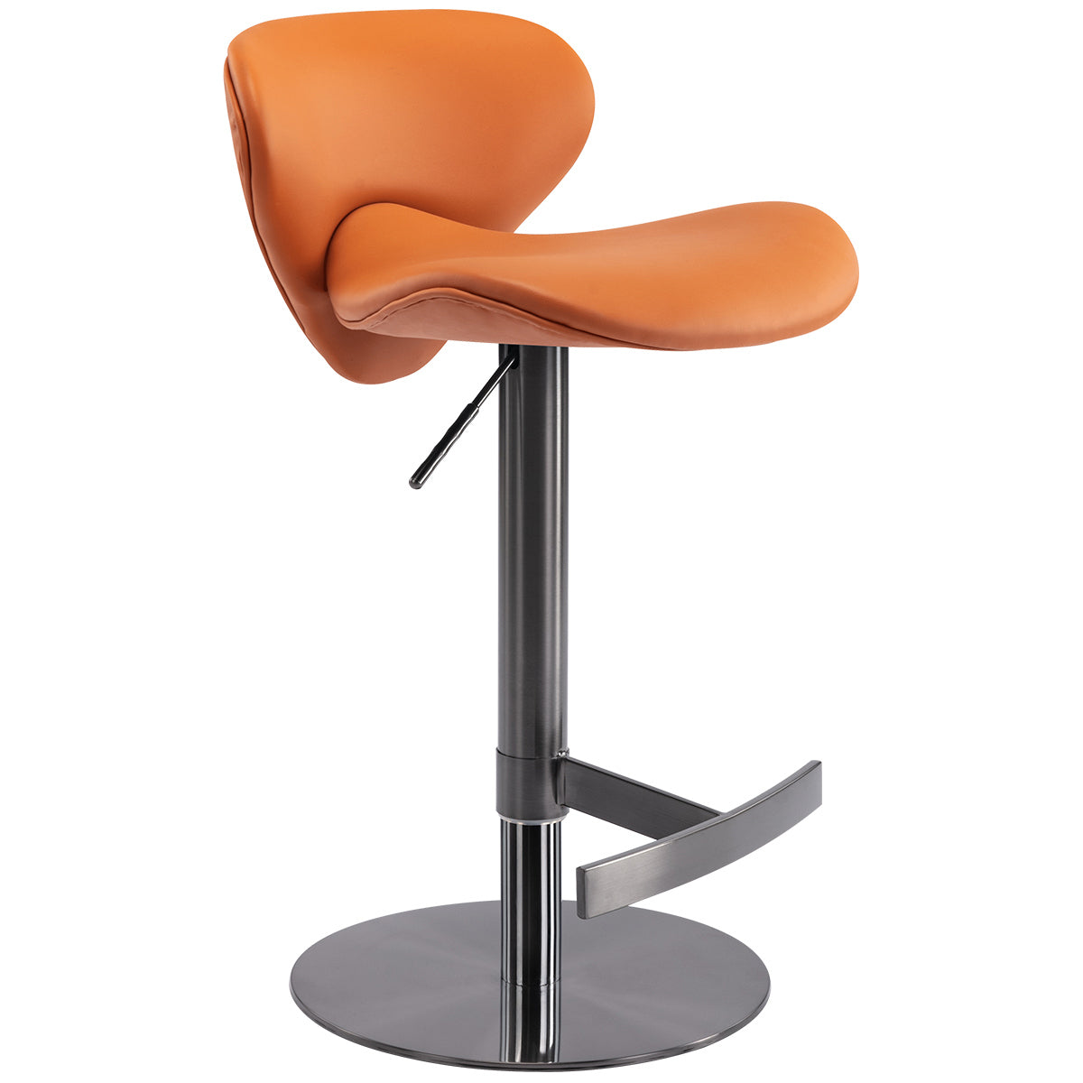 Swivel Titanium Stainless Steel Bar Stools Adjustable Height For Kitchen Counter And Dining Room Brown 1Pc Brown Stainless Steel
