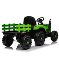 Ride On Tractor With Trailer,12V Battery Powered Electric Tractor Toy W Remote Control,Electric Car For Kids,Three Speed Adjustable,Power Display, Usb,Mp3 ,Bluetooth,Led Light,Two Point Safety Belt Green Polypropylene