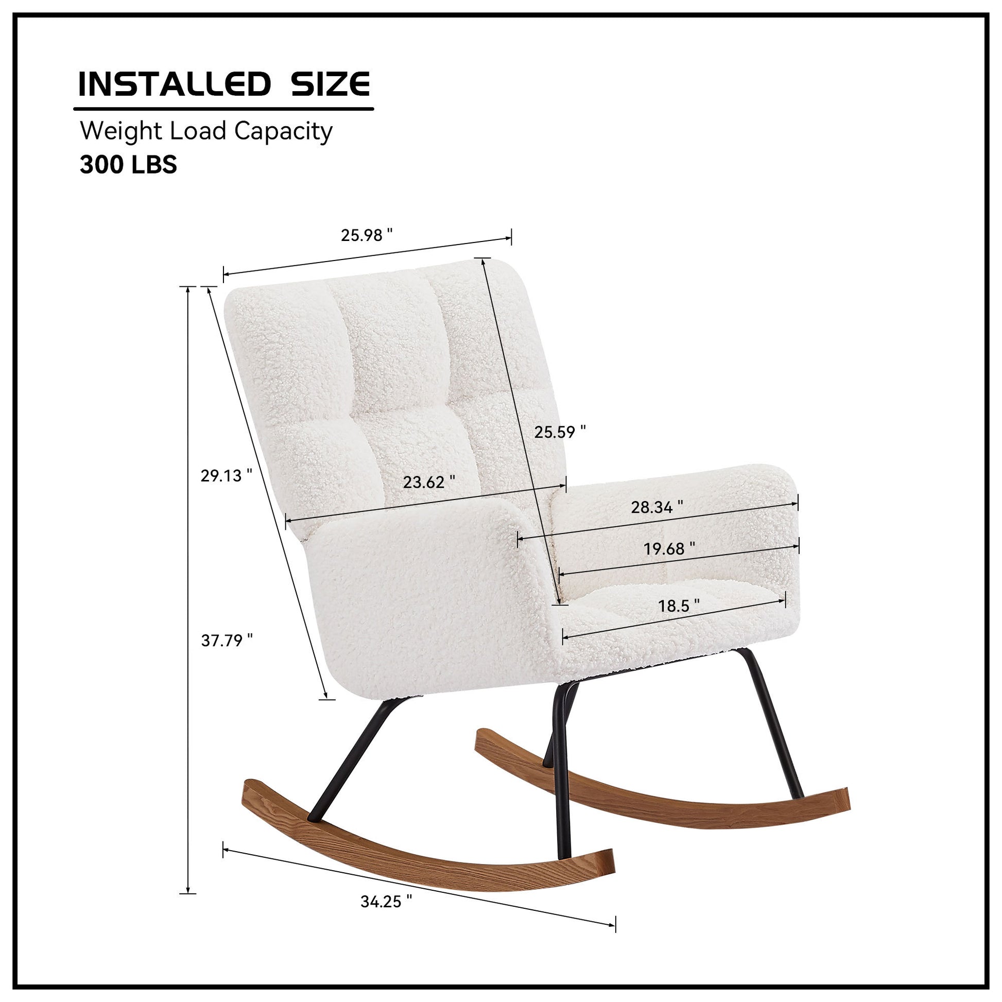 Comfy Upholstered Lounge Chair Rocking Chair With High Backrest, For Nursing Baby, Reading, Napping Off White Off White Foam Boucle