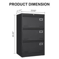 Filing Cabinet Lateral File Cabinet 3 Drawer, Blcak Locking Metal File Cabinets Three Drawer, Office Filing Cabinet With Lock Drawers For Home Office Legal Letter A4 F4 Filing Cabinets 3 4 Drawers Black Office Drawers Included Metal