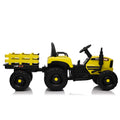 Ride On Tractor With Trailer,12V Battery Powered Electric Tractor Toy W Remote Control,Electric Car For Kids,Three Speed Adjustable,Power Display, Usb,Mp3 ,Bluetooth,Led Light,Two Point Safety Belt Yellow Polypropylene