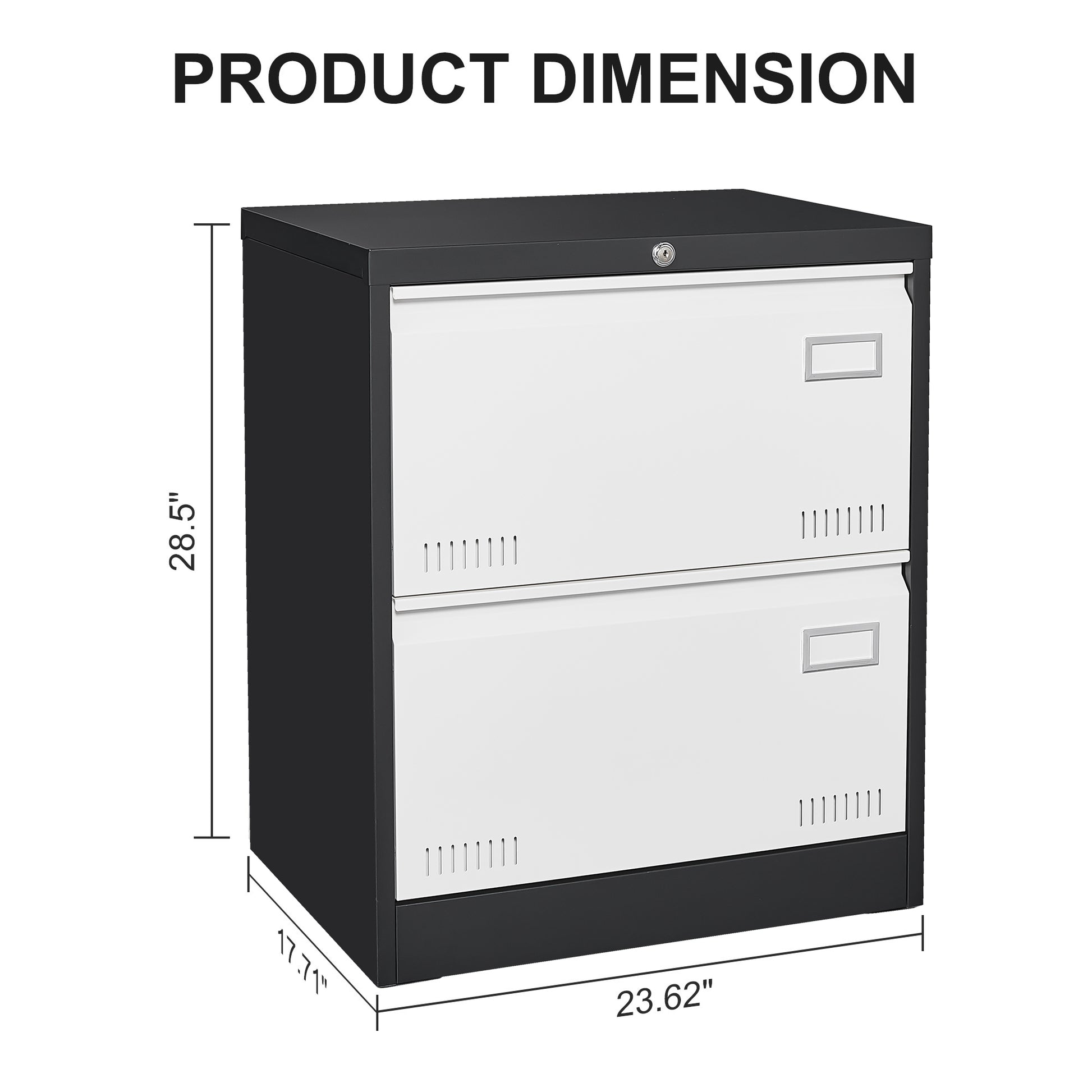 2 Drawer Metal Lateral File Cabinet With Lock,Office Vertical Files Cabinet For Home Office Legal Letter A4,Locking Metal File Cabinet,Assembly Required Filing Cabinets 1 2 Drawers Black Office Drawers Included Metal