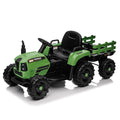 Ride On Tractor With Trailer,12V Battery Powered Electric Tractor Toy W Remote Control,Electric Car For Kids,Three Speed Adjustable,Power Display, Usb,Mp3 ,Bluetooth,Led Light,Two Point Safety Belt Emerald Polypropylene