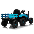 Ride On Tractor With Trailer,12V Battery Powered Electric Tractor Toy W Remote Control,Electric Car For Kids,Three Speed Adjustable,Power Display, Usb,Mp3 ,Bluetooth,Led Light,Two Point Safety Belt Blue Polypropylene