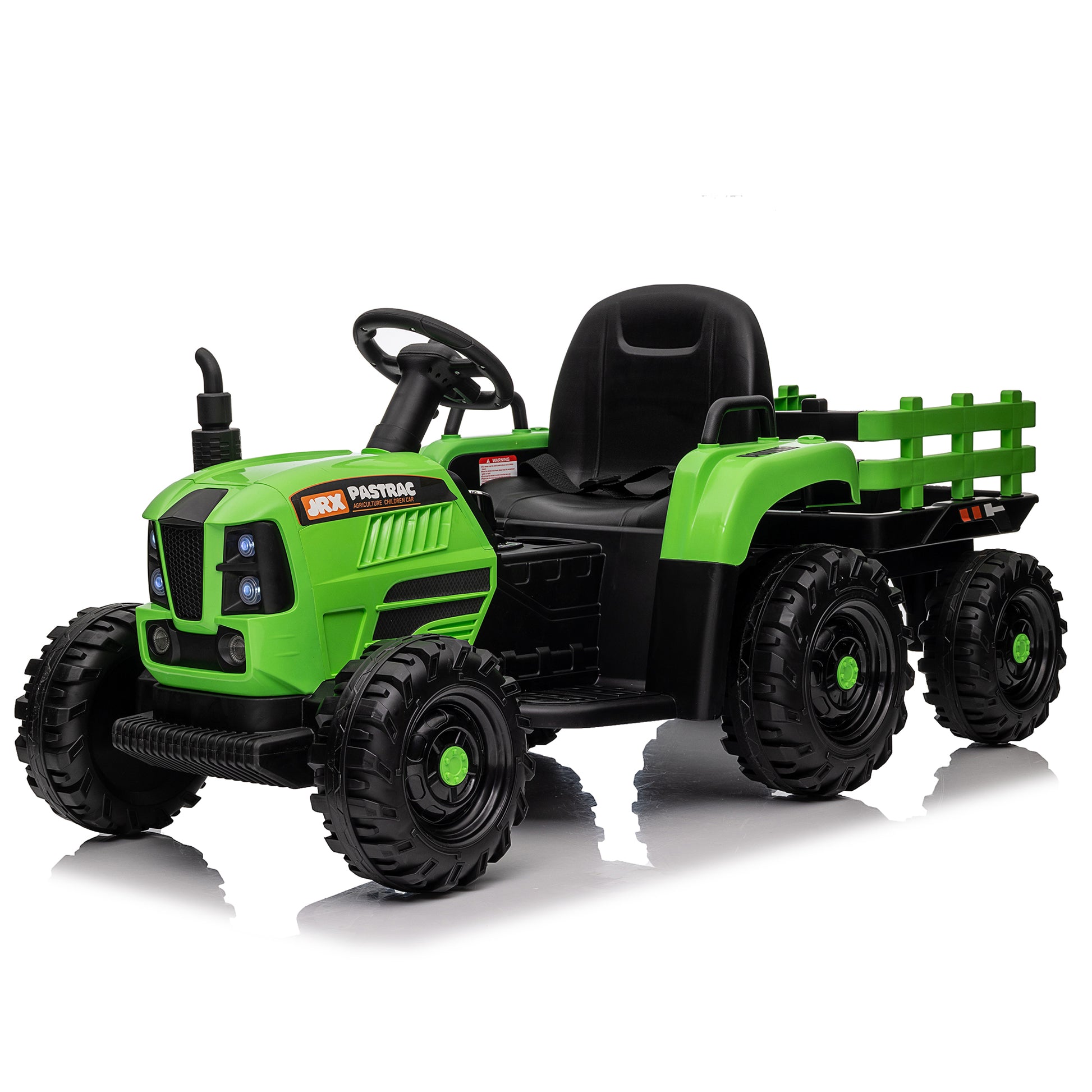 Ride On Tractor With Trailer,12V Battery Powered Electric Tractor Toy W Remote Control,Electric Car For Kids,Three Speed Adjustable,Power Display, Usb,Mp3 ,Bluetooth,Led Light,Two Point Safety Belt Green Polypropylene