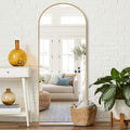 Gold 65X22 Inch Metal Arch Stand Full Length Mirror Gold Classic Mdf Glass Aluminium Alloy