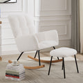 Nursery Rocking Chair Armchair For Mom And Baby Modern Glider Chair With Soft Seat And High Backrest For Nursery Living Room Bedroom Balcony Offices Offwhite Off White Foam Boucle
