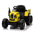 Ride On Tractor With Trailer,12V Battery Powered Electric Tractor Toy W Remote Control,Electric Car For Kids,Three Speed Adjustable,Power Display, Usb,Mp3 ,Bluetooth,Led Light,Two Point Safety Belt Yellow Polypropylene