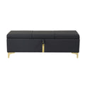 Elegant Upholstered Storage Ottoman,Storage Bench With Metal Legs For Bedroom,Living Room,Fully Assembled Except Legs,Black Black Pu